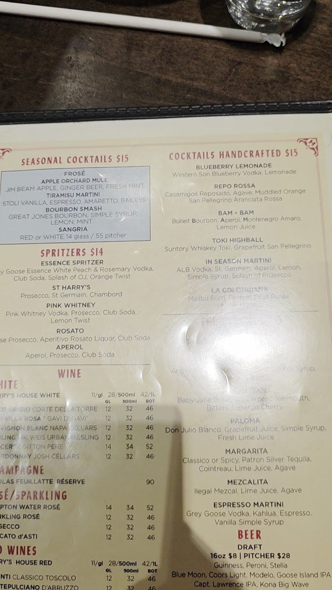 Harry's Italian Menu - Image 4